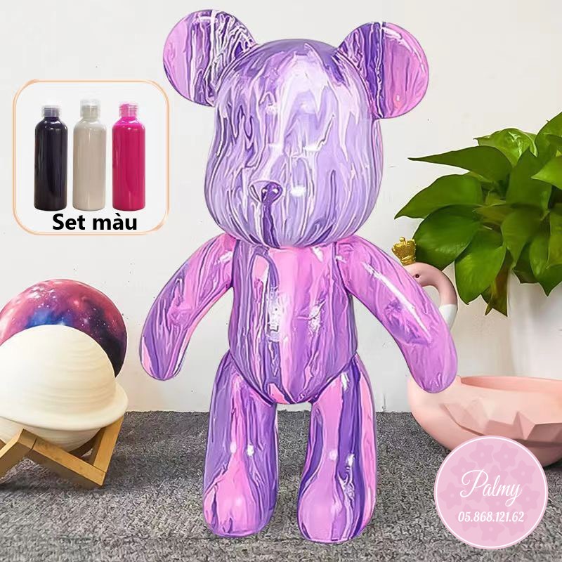 Bearbrick Màu Loang Tự Sơn size 23cm - Gấu BearBrick Handmade đổ màu