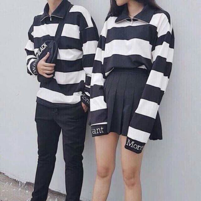 🐷 Áo Sweater sọc đen trắng