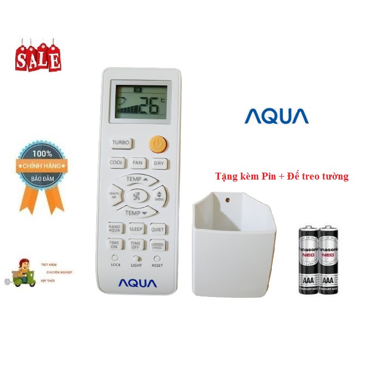 Remote Điều khiển điều hòa máy lạnh Aqua 1&2 chiều Inverter- Hàng chính hãng AQUA mới 100% Tặng kèm Pin + Đế treo tường