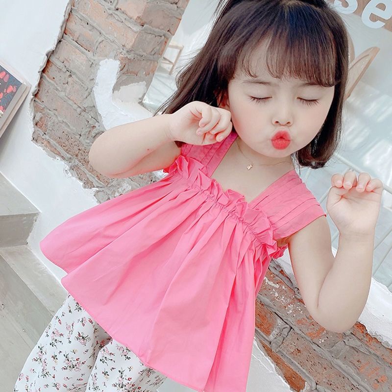 Áo Cotton Không Tay Màu Trơn Phong Cách Nhật Bản Hàn Quốc Thời Trang Mùa Hè Hàng Mới 2022 Dành Cho Bé Gái