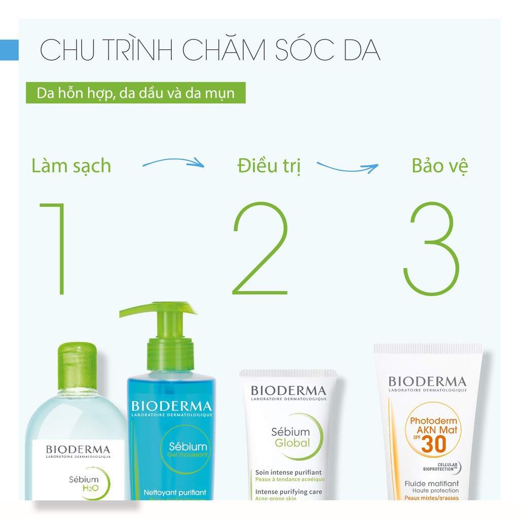 ( Mypham35 ) Dung dịch làm sạch và tẩy trang công nghệ Micellar Bioderma Sebium H2O 100ml