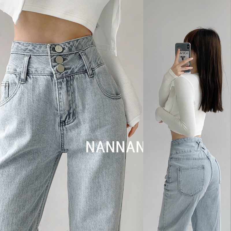 Quần jeans FDS cạp cao ống rộng thời trang dành cho nữ