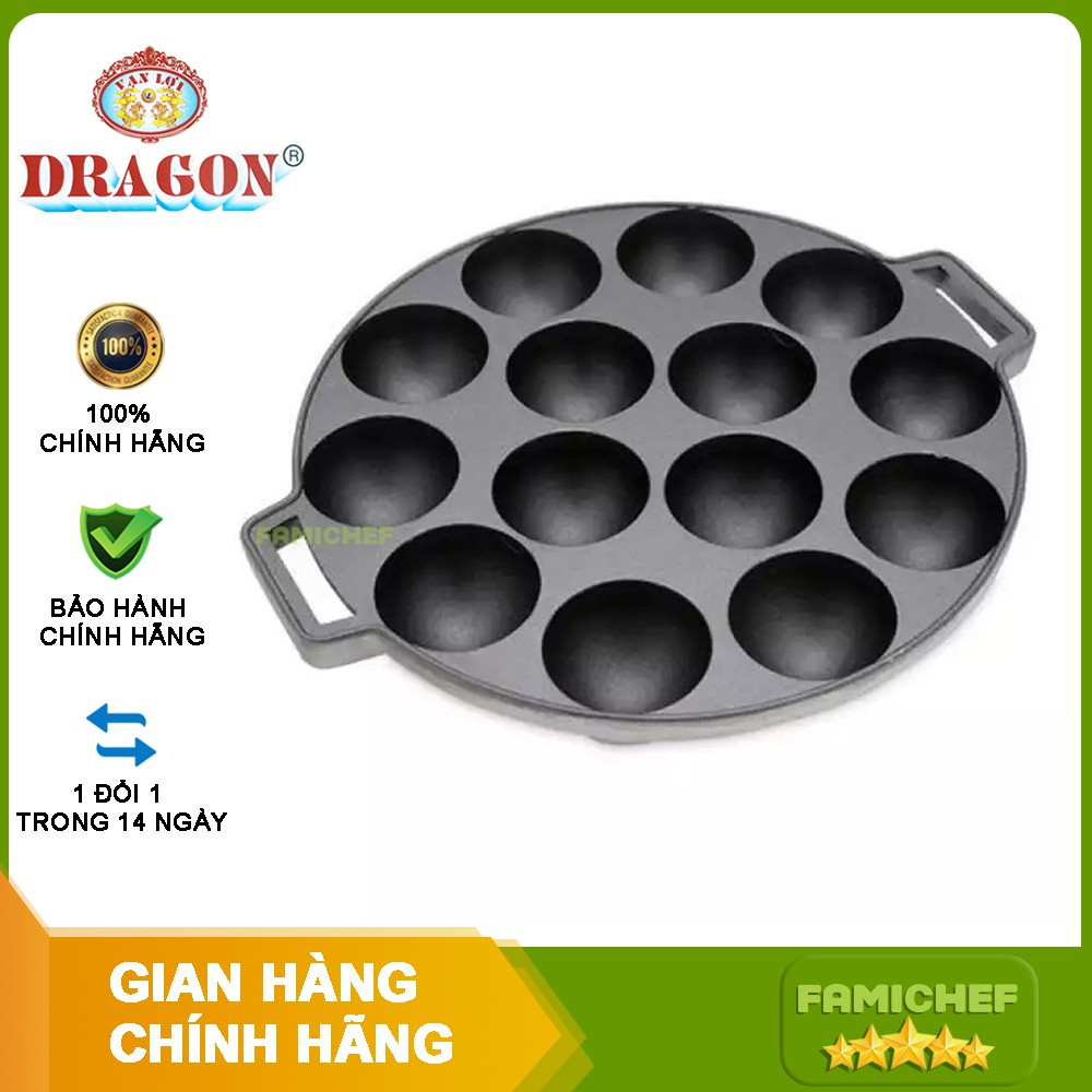 Khuôn làm bánh Bạch Tuộc Takoyaki Nhật chống dính Dragon D015