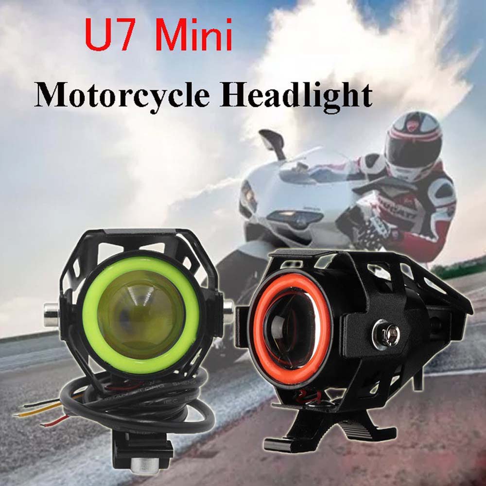 Đèn pha LED siêu sáng MINI U7 nhiều màu sắc có công tắc điều khiển cho xe máy