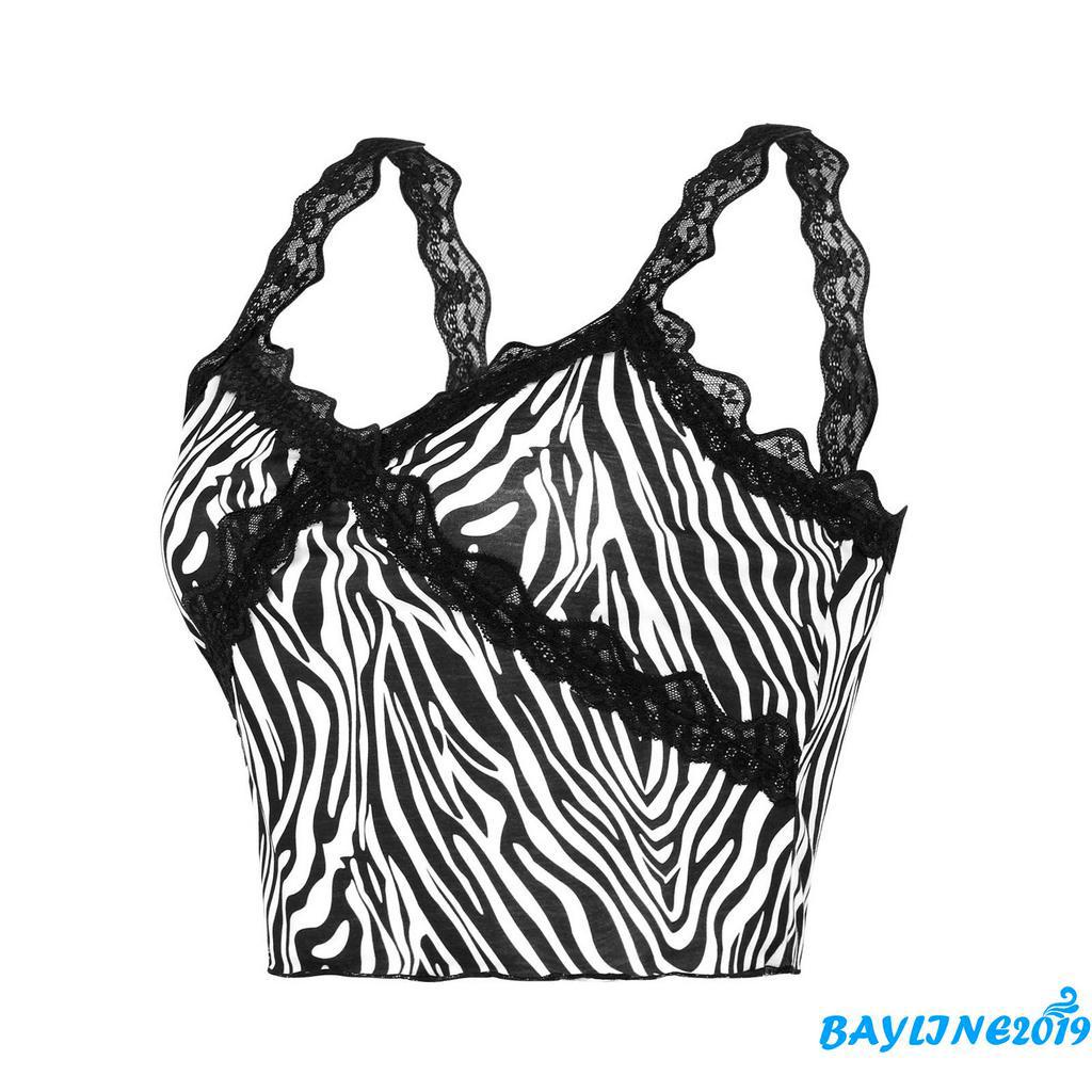 Áo Lửng Hai Dây Họa Tiết Sọc Vằn Gợi Cảm Sành Điệu Cho Nữ