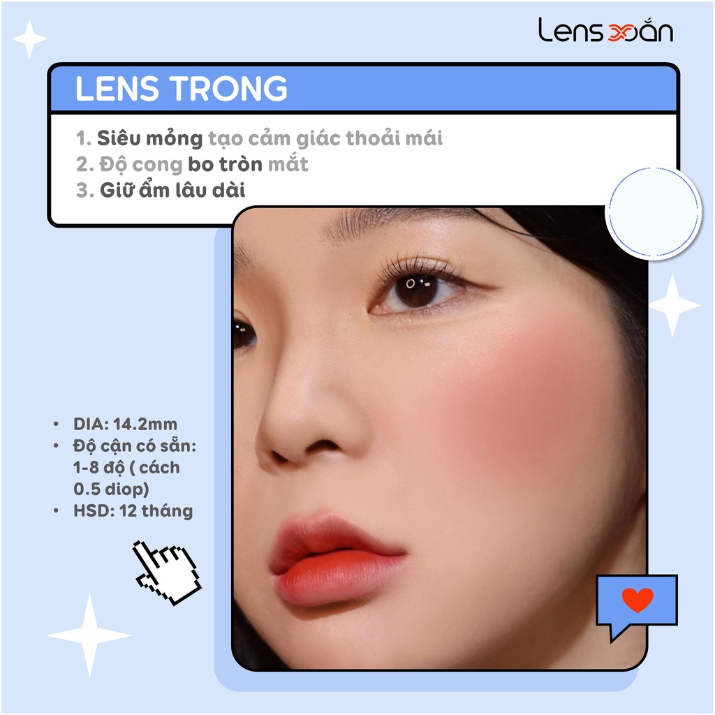 KÍNH ÁP TRÒNG TRONG SUỐT ( Hạn 12 tháng) | LENS TRONG | LENS KHÔNG MÀU | CLEAR LENS | Lens Xoắn