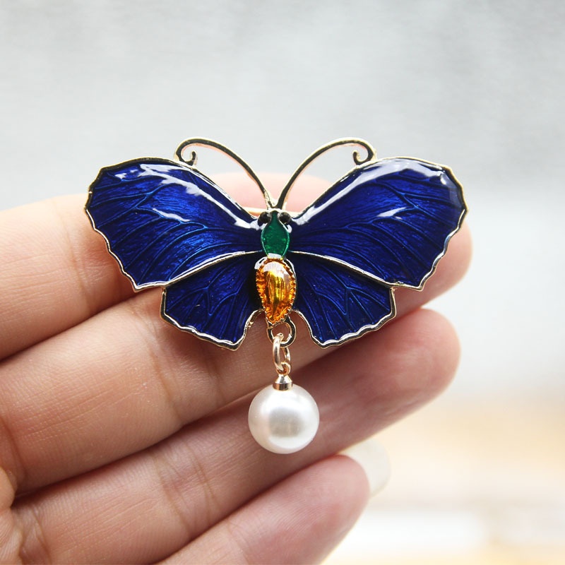 Ghim cài áo hình con bướm đính ngọc trai giả thời trang cho nữ