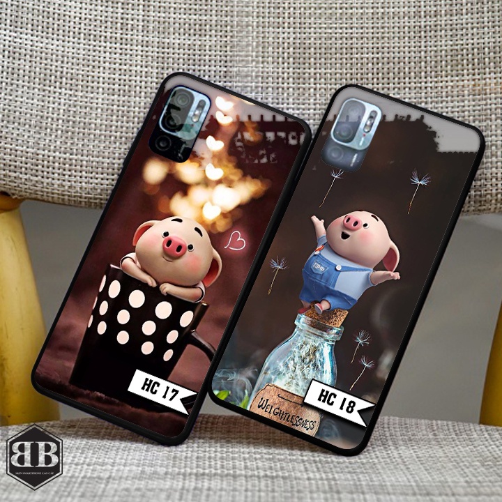 Ốp lưng kính cường lực Xiaomi Redmi Note 10 5G hình heo cực xinh