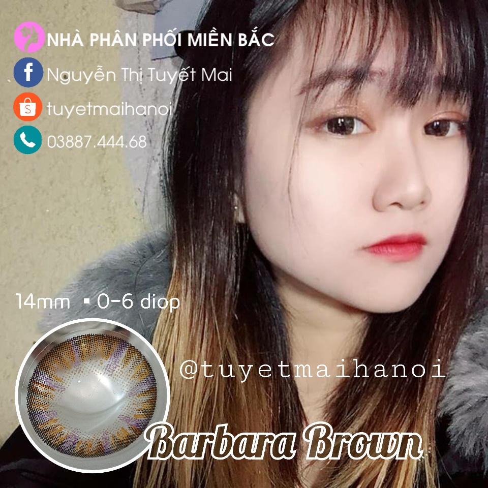 Lens Màu Nâu Tây 3 Tone Barbara Brown 14mm - Kính Áp Tròng Hàn Quốc Vassen Sexy Me