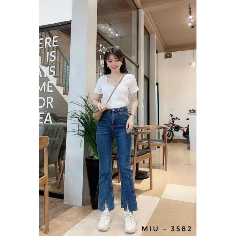 Quần jean xẻ gấu giữa hàng QCL1
