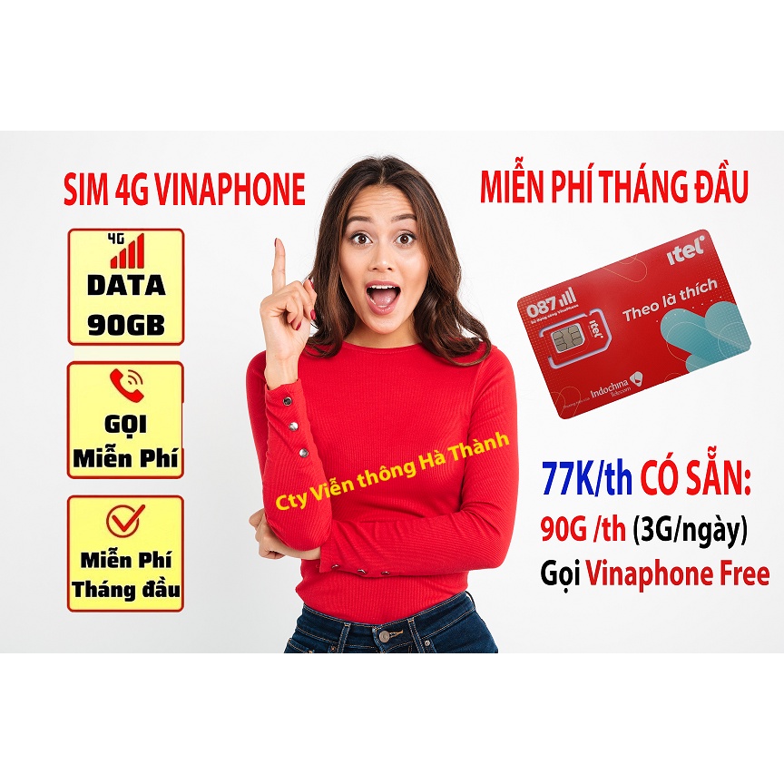 90G/th tốc độ 4G, Sim 4G VINAPHONE, Gọi VINAPHONE Miễn phí