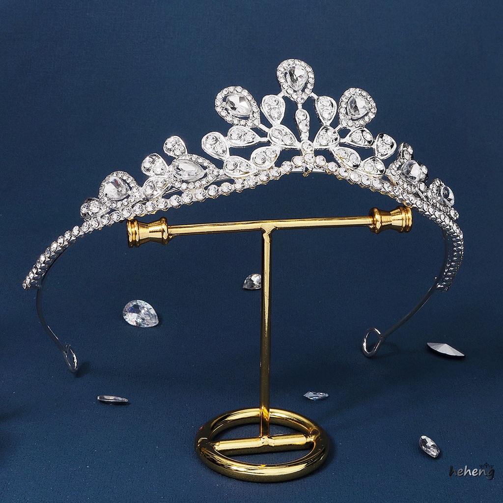 1 Băng Đô Cài Tóc Hình Vương Miện Có Đính Đá Cho Cô Dâu