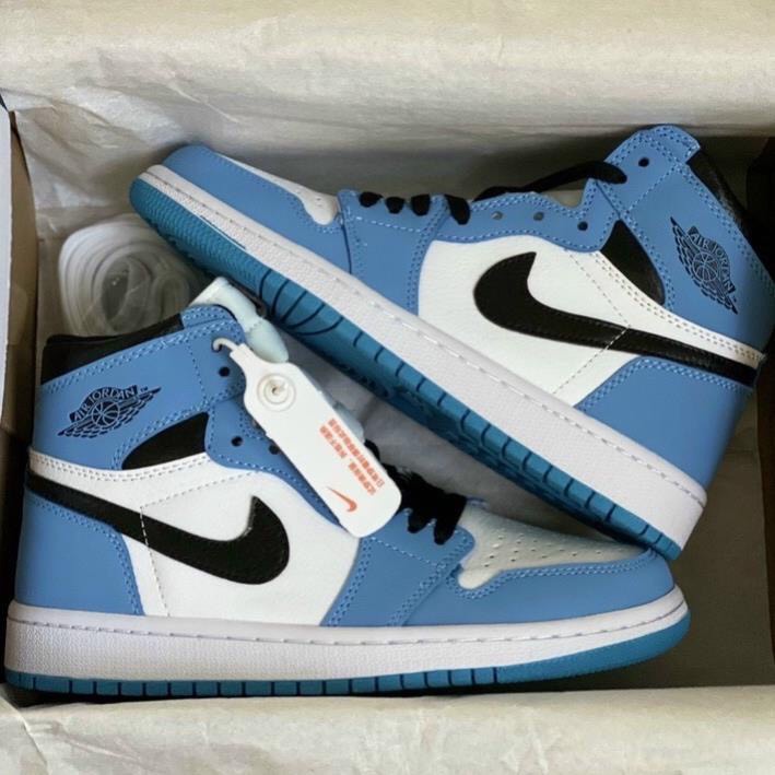 (ngankien)Giày thể thao air Jordan Xanh Dương  cổ cao nam nữ full box bill