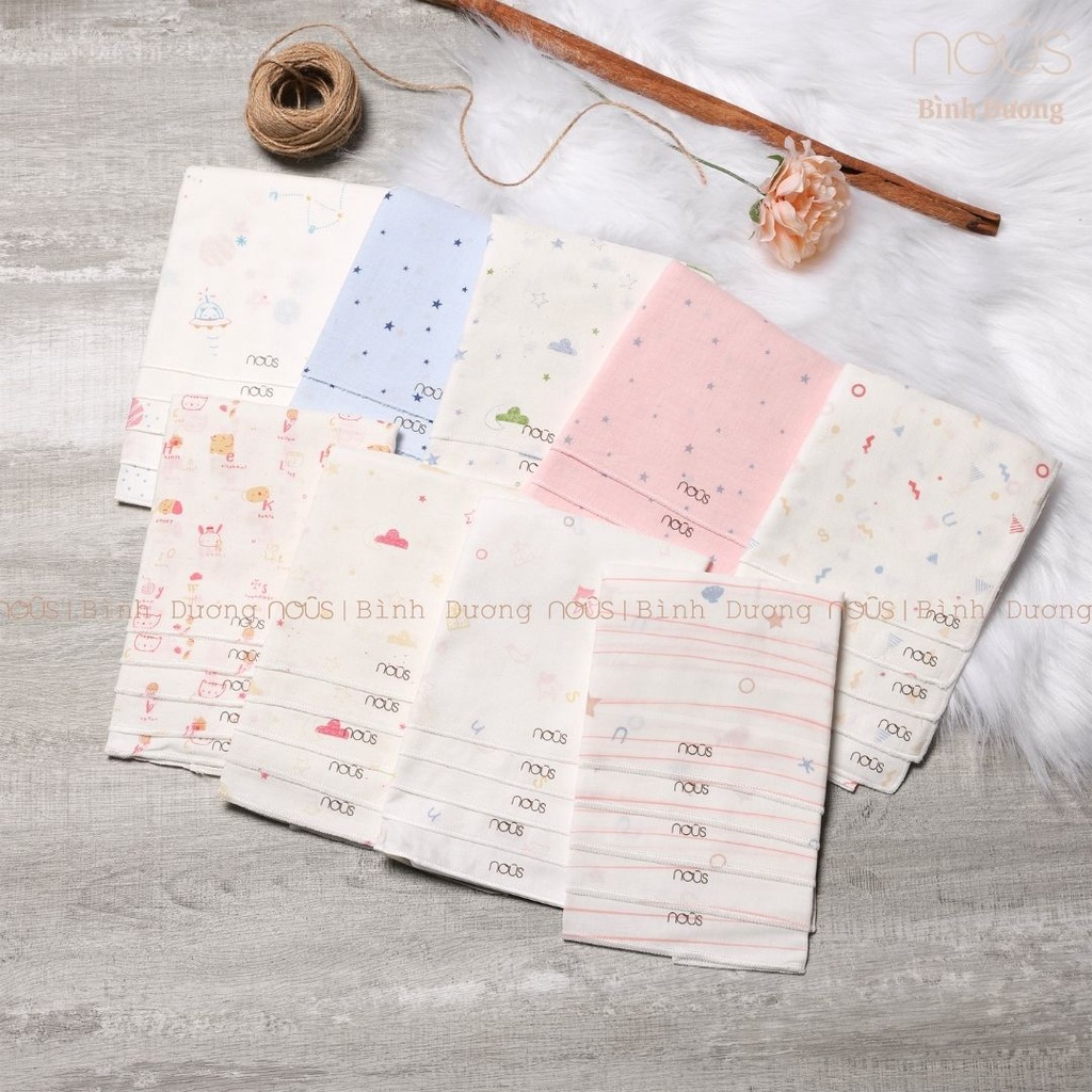 Set 5 khăn sữa nous vải xô, bamboo mềm mát, thấm hút tốt đủ màu - Nous Bình Dương - Bipbipstore