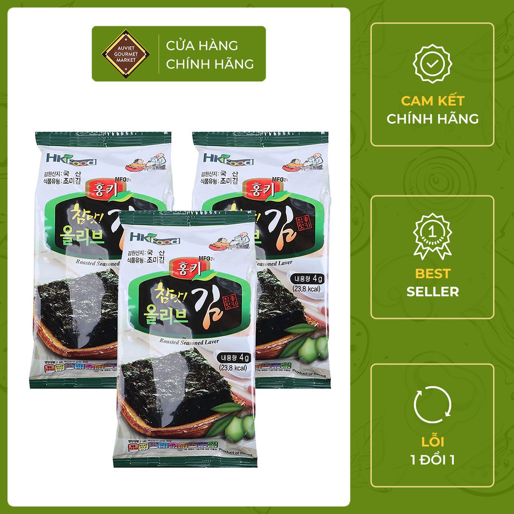 Rong Biển Nướng Dầu Olive Humanwell 4gx3gói