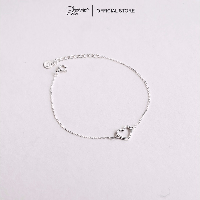 Lắc Tay, Vòng Tay Nữ Bạc 925 Cao Cấp SHIMMER SILVER OUTLET 94 Thiết Kế Hình Trái Tim Đơn Giản