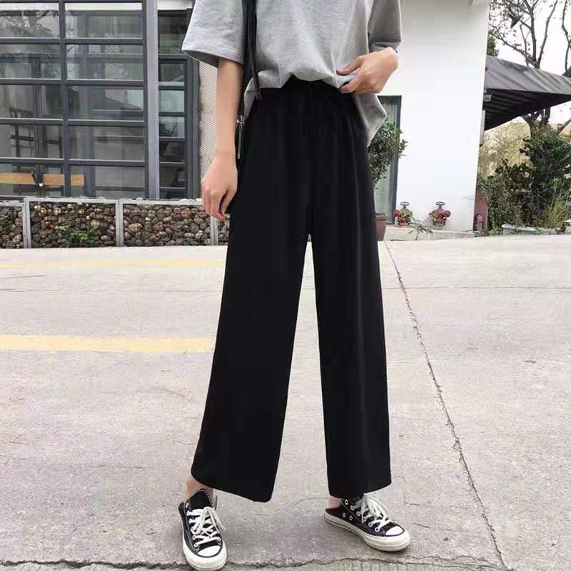 Korean style high-waisted female wide-leg pants