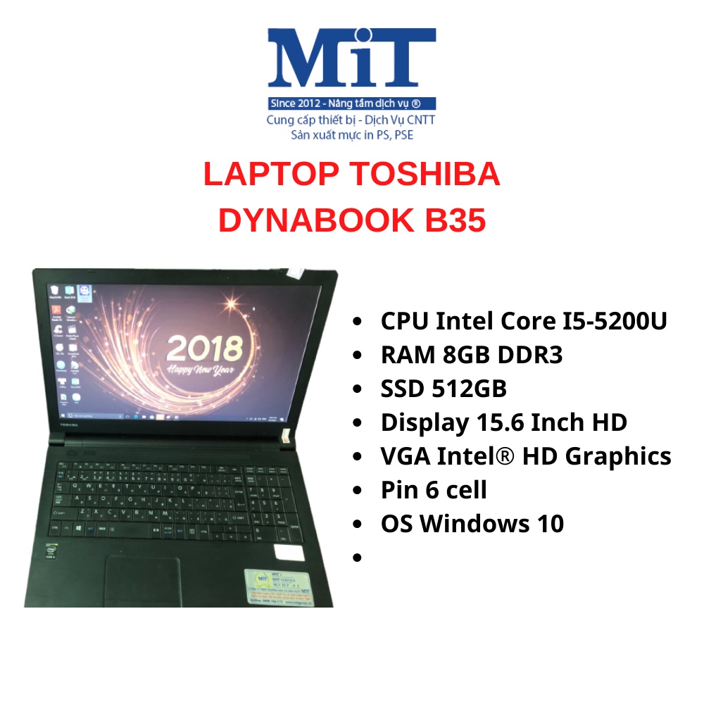 LAPTOP TOSHIBA DYNABOOK B35/R - CORE I5-5200U / RAM 8GB / SSD 512GB / 15.6"