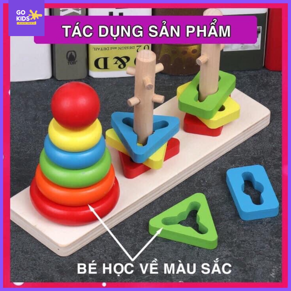 [VIDEO TỰ QUAY] Bộ tháp màu luyện cơ tay phương pháp Montessori giáo dục trẻ 2-5 tuổi