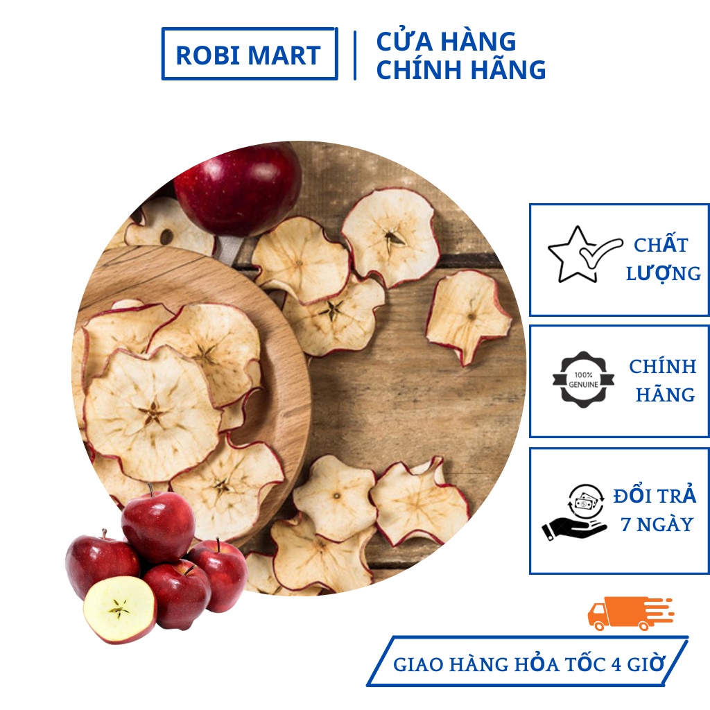 Táo mỹ thái lát sấy lạnh Robi Mart 200g - Giảm cân, đẹp da, thanh lọc cơ thể.