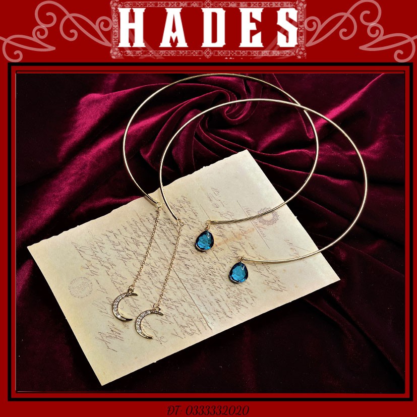 [Xả kho] Vòng cổ phụ kiện trang sức charm giọt lệ mặt trăng - dây chuyền nữ bohemian Hades.js