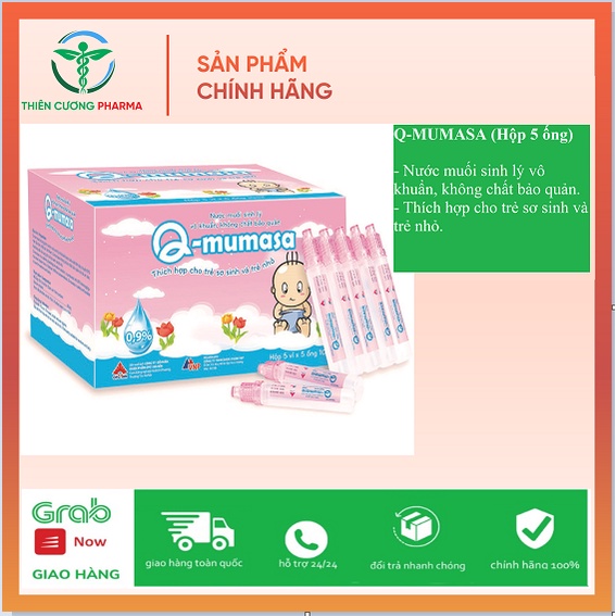 Q-mumasa Baby - 20 ống x 1ml - nước muối sinh lý vô khuẩn, không chất bảo quản dùng cho trẻ sơ sinh và trẻ nhỏ