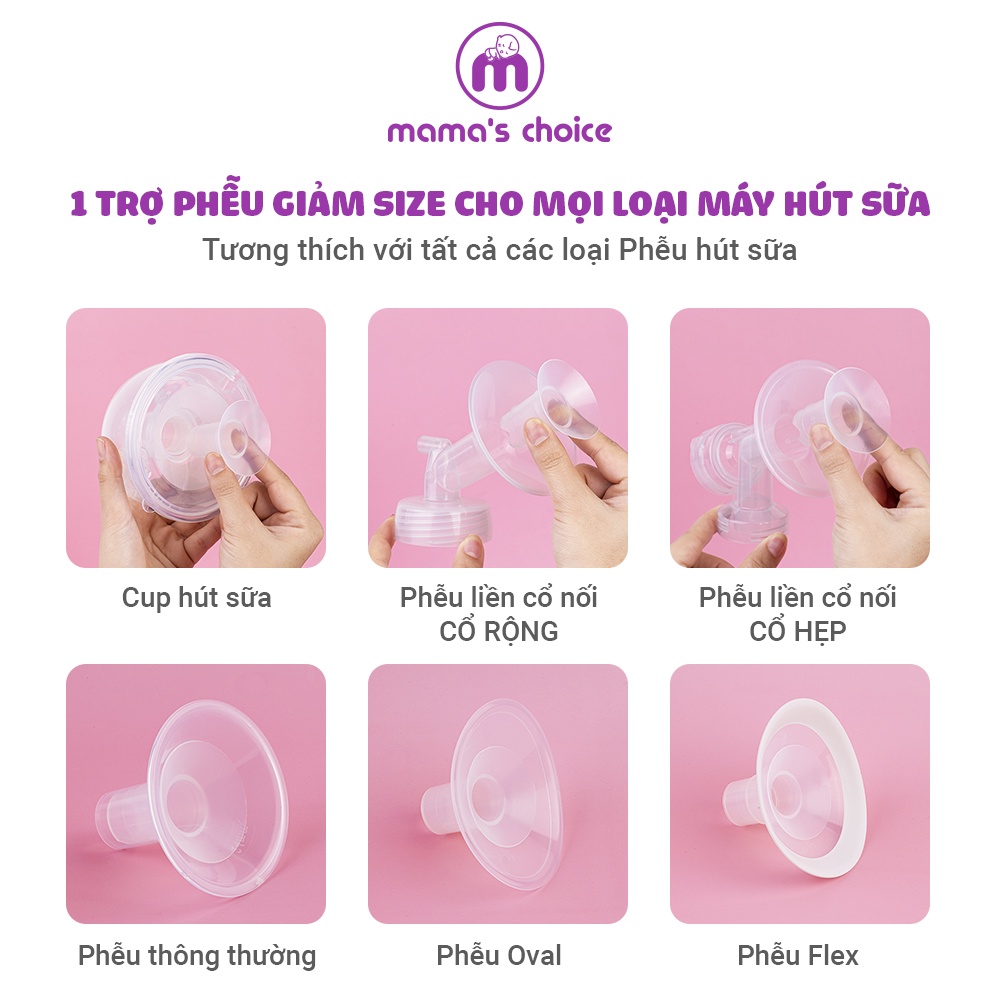 Trợ Phễu Silicone Mama's Choice NewFit, Đệm Hạ Size Phễu Size 15-17-19-21mm, Hút Sữa Hiệu Quả và Êm Ái