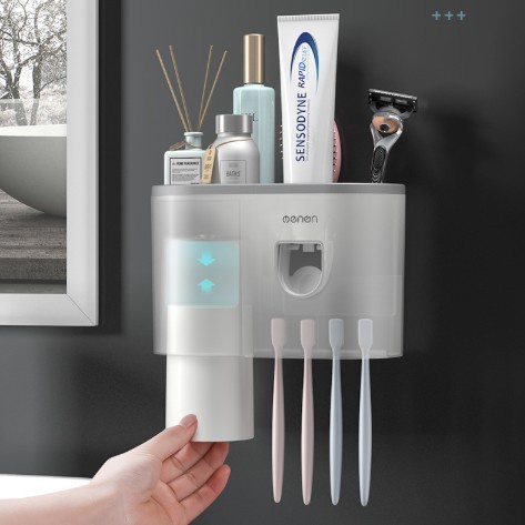 Bộ Nhả Kem Đánh Răng Tự Động Dán Tường Nhà Tắm OENON Thiết Kế Thông Minh Hiện Đại, Chất Liệu Nhựa ABS Cao Cấp