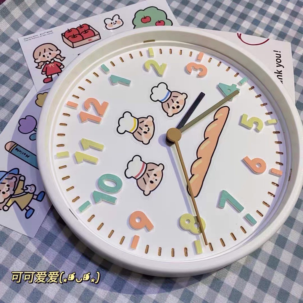 Bộ nguyên liệu tự làm tự sáng tạo đồng hồ treo tường kèm 2 tấm sticker đáng yêu