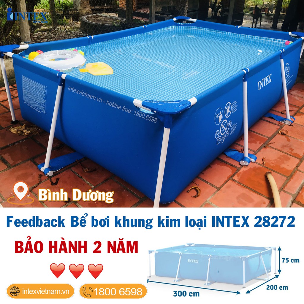 Bộ bể bơi khung kim loại trẻ em chính hãng INTEX mẫu mới 2021 chịu lực cực tốt