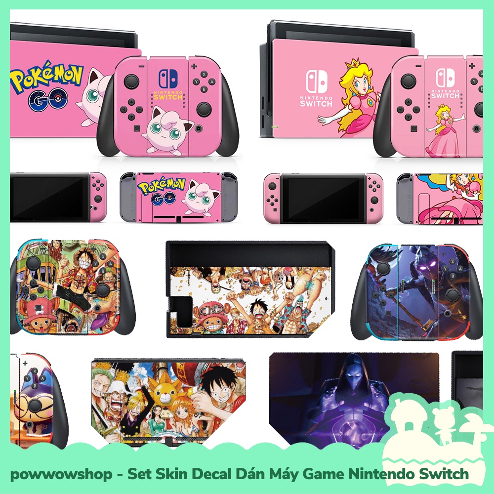 [Sẵn VN - Hỏa Tốc] Set Skin Decal Dán Máy, Dock, Grip Nintendo Switch Chủ Đề Hoạt Hình Game Anime Manga