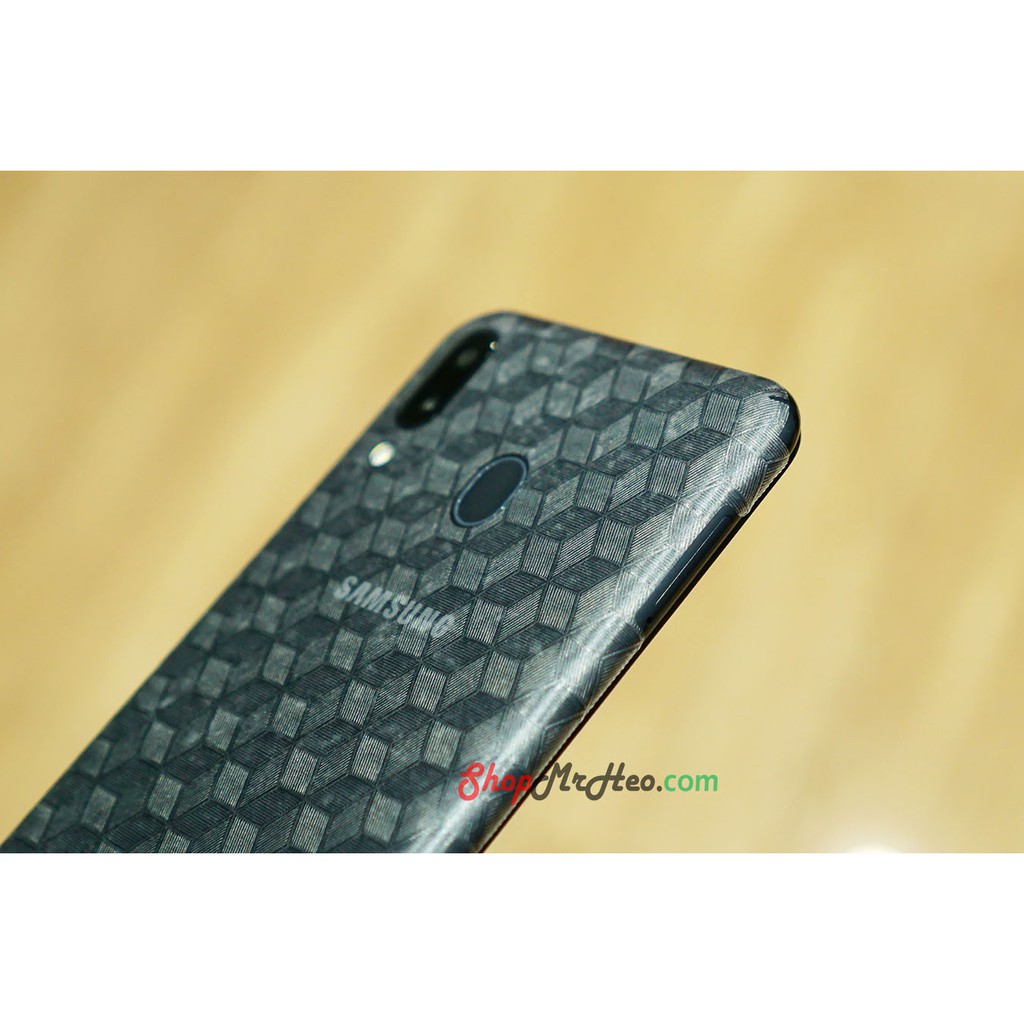Dán Mặt Sau Lưng Vân 3D Samsung M20 - Carbon, Hình hộp, Nhám