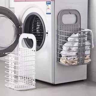 Giỏ gấp gọn treo cạnh máy giặt
