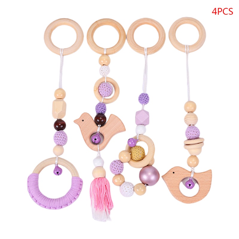 Set 4 vòng gỗ đồ chơi gặm nướu mọc răng cho bé