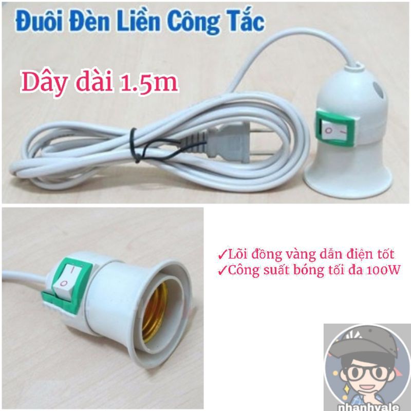 Đuôi đèn liền công tắc có dây 1.5 mét