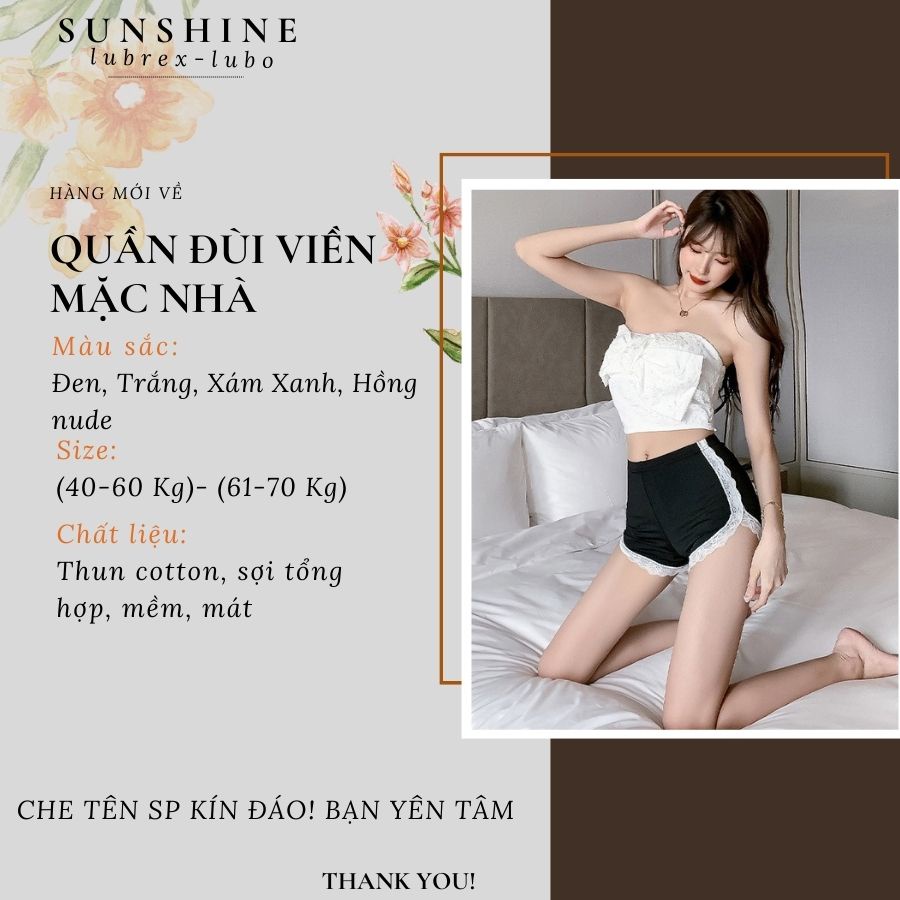 Quần sooc nữ thun cotton mềm mát phối ren cao cấp-SUNSHINE