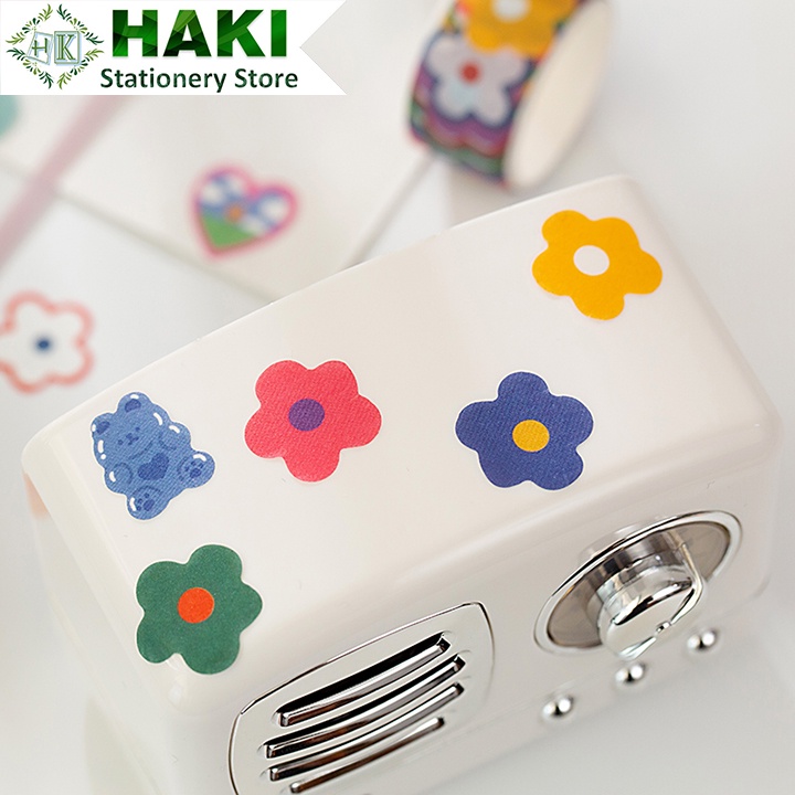 Sticker cute, cuộn 100 hình dán sticker HAKI trang trí sổ dễ thương giá rẻ ST36