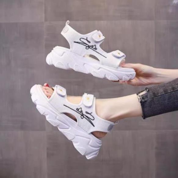 [ GIÁ SỈ ] Sandal nữ thời trang Ulzang đế cao kiểu dáng cao cấp 2 quai ngang hoa cúc 2 màu nữ tính nhẹ nhàng