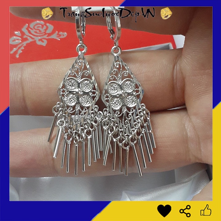 Bông tai nữ hình thoi tòn ten sáng đẹp phong cách Hàn Quốc xinh xắn, quyến rũ, dễ phối đồ