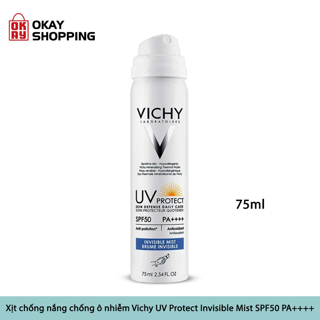 Xịt chống nắng chống ô nhiễm Vichy UV Protect Invisible Mist SPF50 PA++++ (75ml)