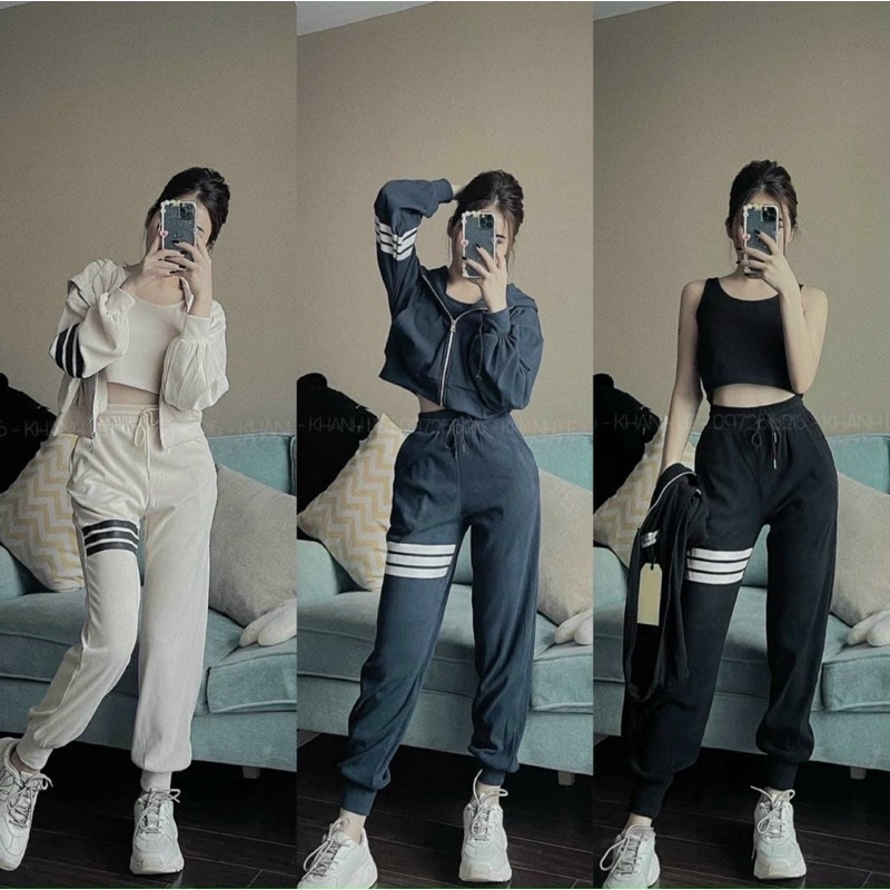Sét bộ thể thao 3 món,sét thom mũ,bộ nhung kèm áo ba lỗ phom đẹp chất xịn