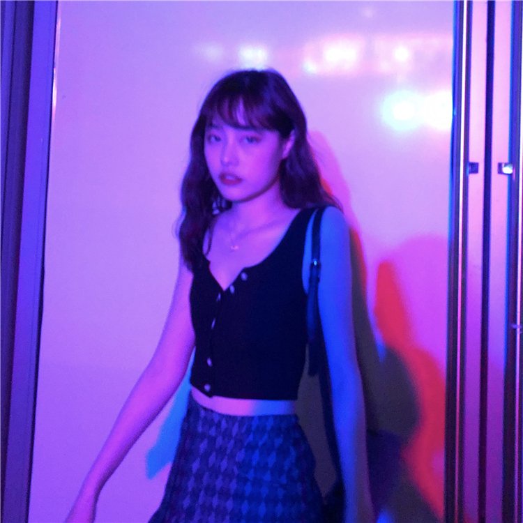 Áo croptop len tăm có khuy phong cách đường phố dành cho nữ | BigBuy360 - bigbuy360.vn