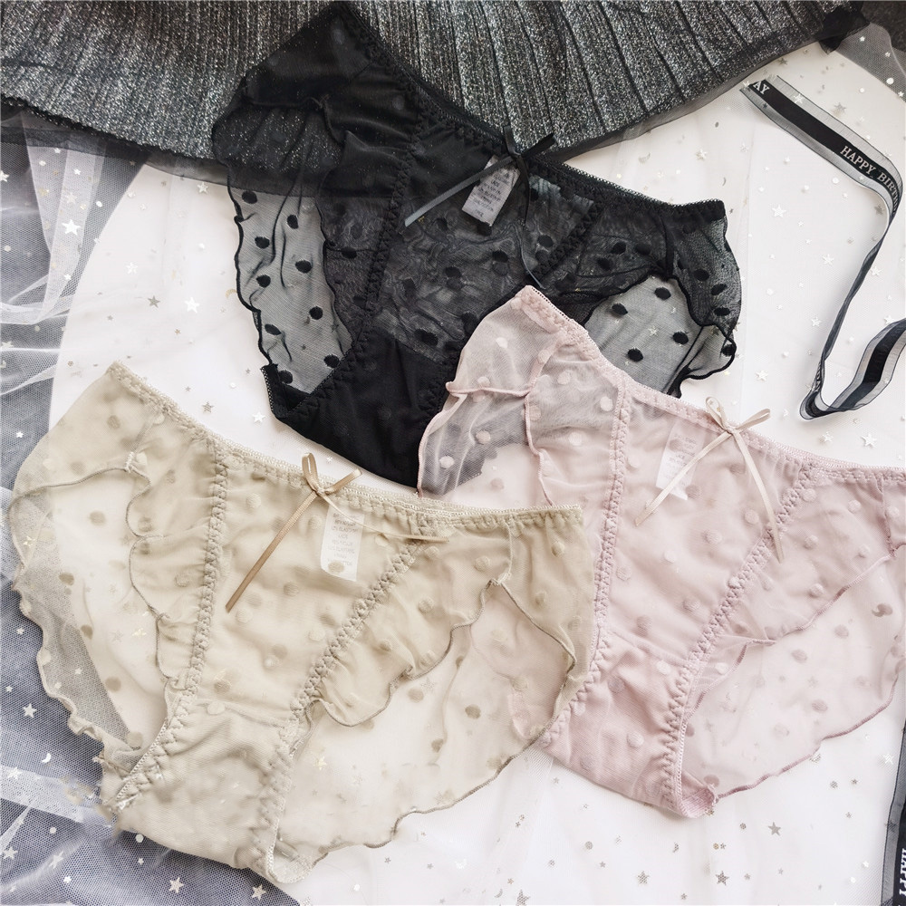 Quần Lót Ren Thắt Nơ Họa Tiết Chấm Bi Thời Trang Quyến Rũ Sau2Life