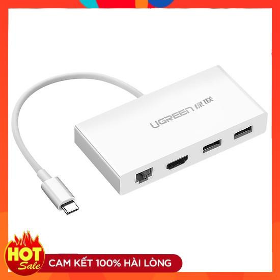 [Mã 273ELHA100K0 hoàn 7% đơn 500K] ⚡️[Chính Hãng] Cáp Chuyển USB Type-C Sang HDMI+Lan+Hub USB 3.0 Ugreen 40377.