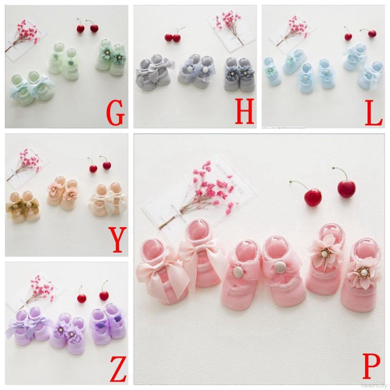 Bộ 3 đôi tất cotton đính nơ chống trượt cho bé