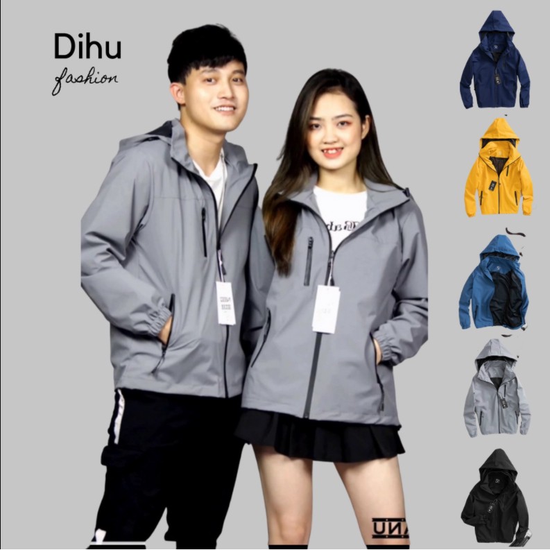 Áo khoác gió nam nữ 2 lớp chống gió chống nước cao cấp Chất liệu gió tráng bạc unisex màu đen than xanh ghi vàng