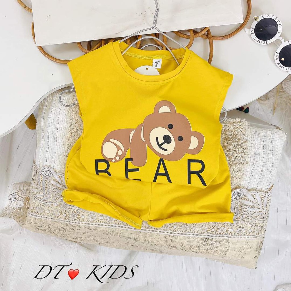 BỘ BA LỖ GẤU NÂU  BEAR CHO BÉ CHẤT COTTON SIÊU MÁT( ẢNH THẬT)