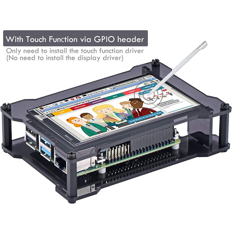 for Raspberry Pi 4 Touchscreen with Case & Fan, 4 Inch IPS Press Screen LCD Display, with Press Pen | BigBuy360 - bigbuy360.vn