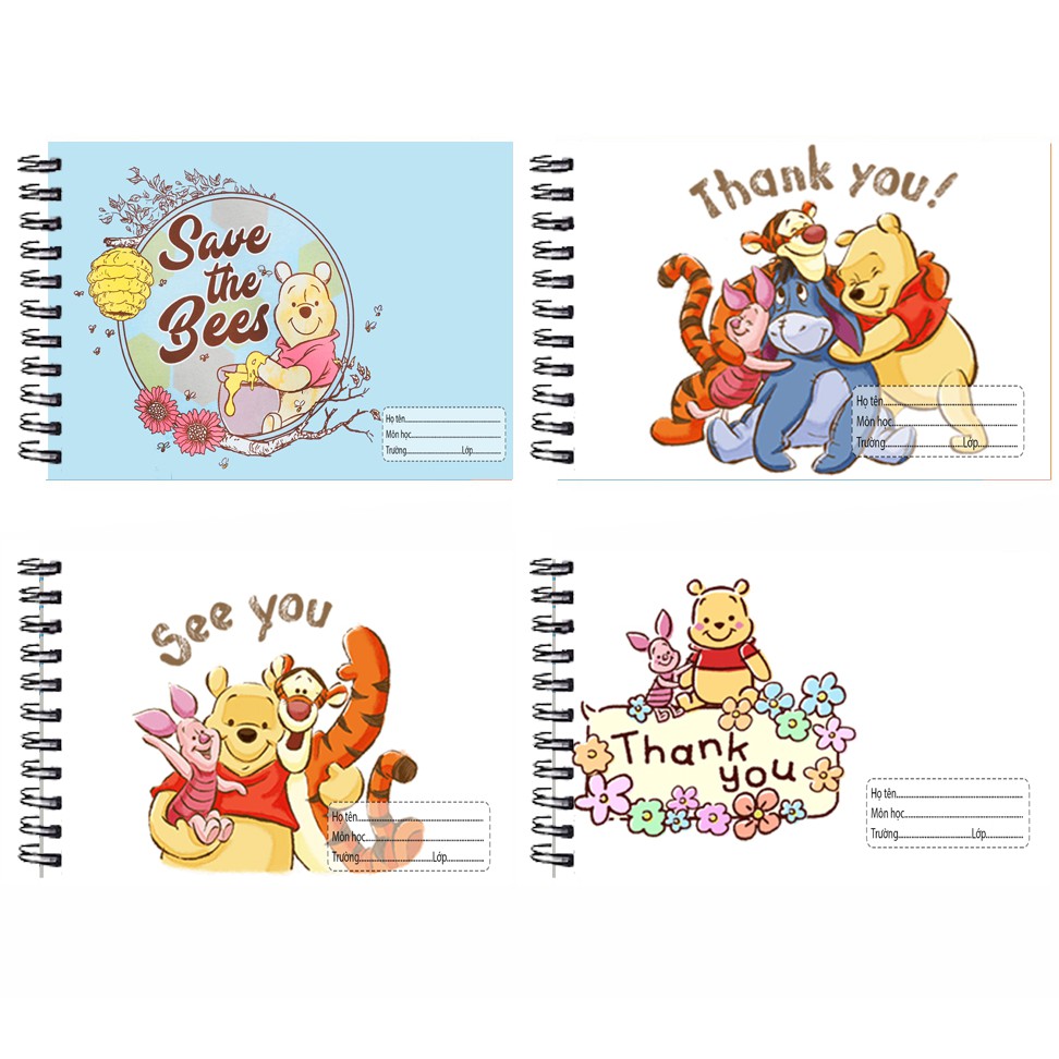 Vở vẽ pooh lò xo A5 VV5I30 20 tờ heo hồng hoạt hình cute dễ thương siêu anh hùng donald mickey tom jerry