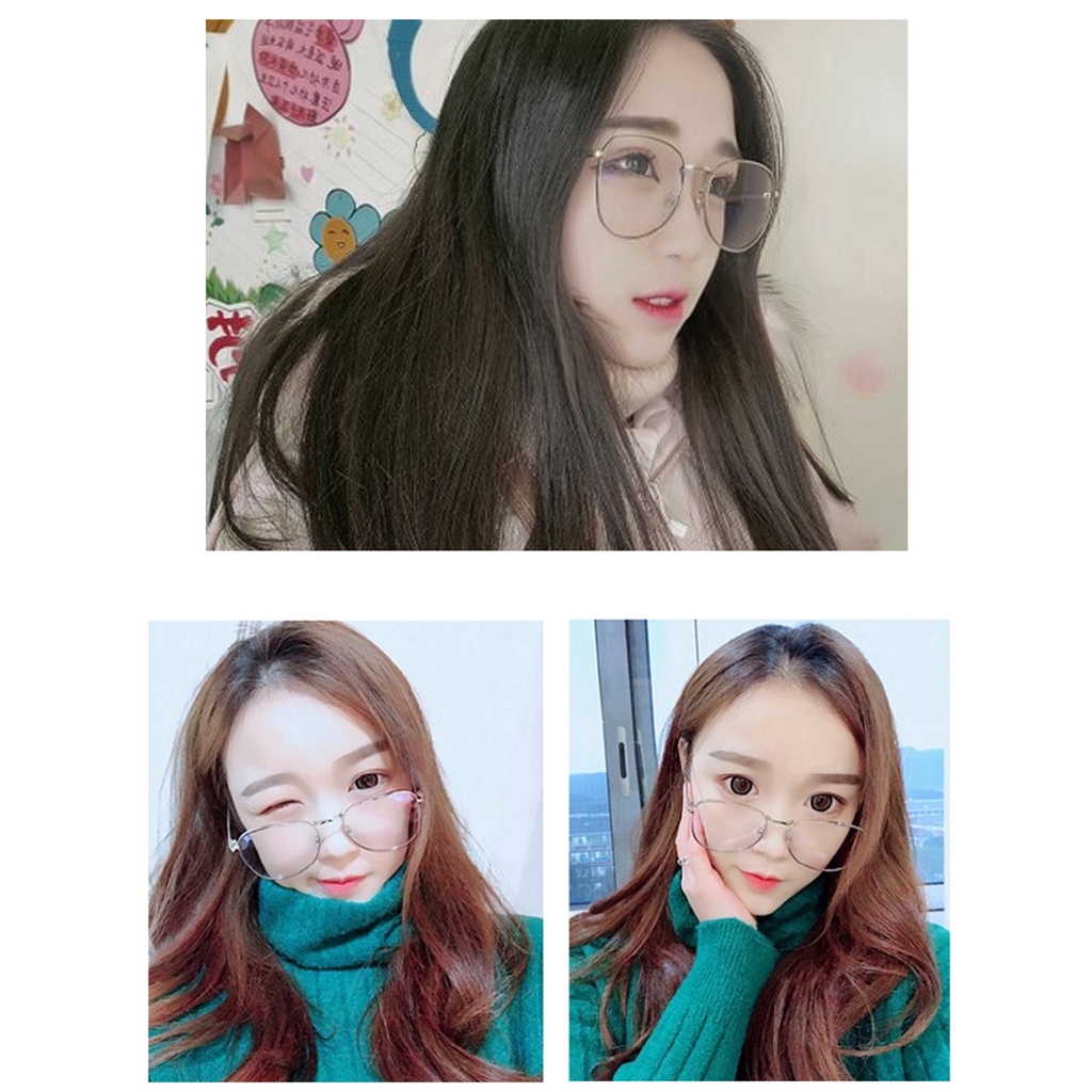 【HENGHA】【Kính cận thị】 Trừ 0 ° ~ -400 ° Thời trang Hàn Quốc Ngôi sao hình bầu dục Khung kim loại